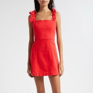 Alice + Olivia Denim Maryann Tie Shoulder Denim Minidress, size 14